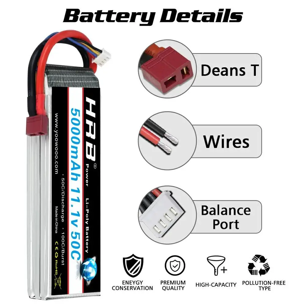 HRB FPV 450 500 7 4 V 11 1 14 8 18 5 22 2 5000mAh 50C 100C 2S 3S 4S 5S 6S LiPo батарея для Traxxas автомобильный