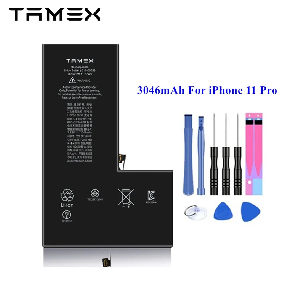 3046mAh For iPhone 11 Pro Battery Replacement IOS Smart Cellphone Batteries Certificate New Lithium Polymer Battery +Tools 3046mAh For iPhone 11 Pro Battery Replacement IOS Smart Cellphone Batteries Certificate New Lithium Polymer Battery +Tools
