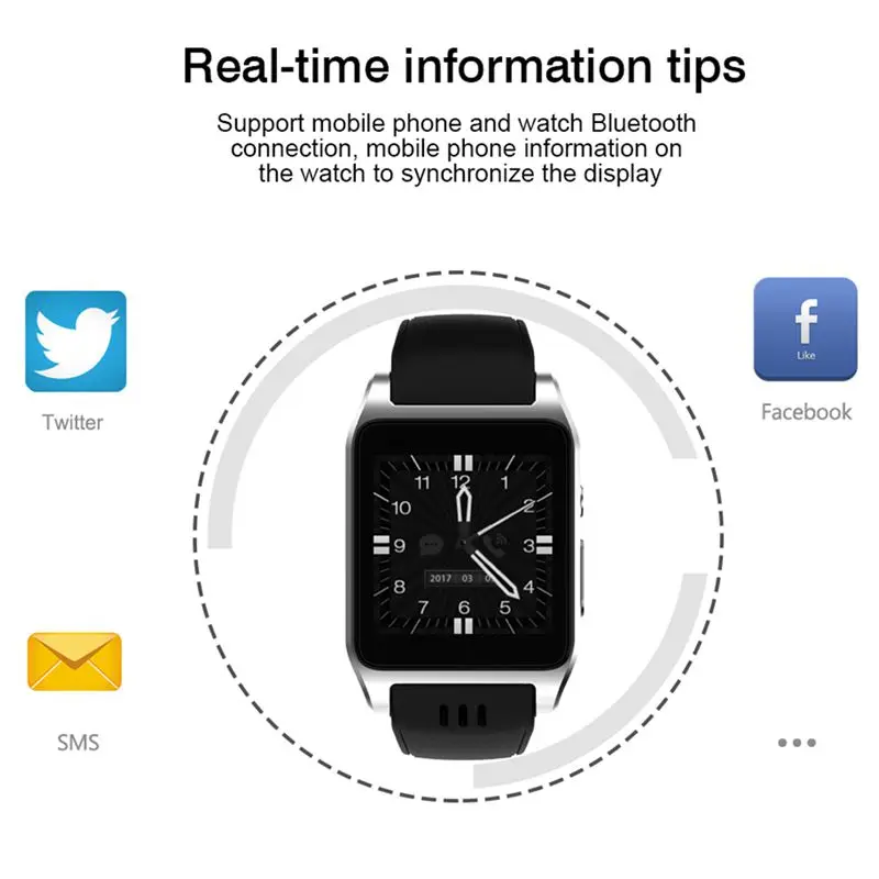 X86 Bluetooth Smart Watch For Android 4.4 Ram 512Mb Support 3G Wifi Connection Camera Sim Card Smartwatch(Silver)