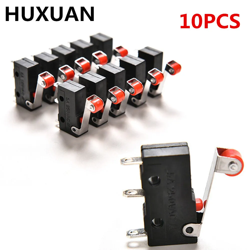 10pcs Roller Lever Arm PCB Terminals Micro Limit Normal Open/Close Switch KW12-3