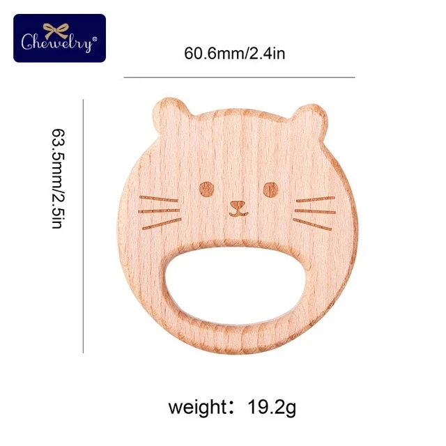 Cat 1 шт. деревянный Прорезыватель для зубов, игрушки для прорезывания зубов, животные, свинья, грызун, фламинго, бук, браслет, соска-подвеска, Товары для детей, аксессуары - Цвет: Cat