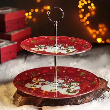 

Platter 2 tier "Family of snowmen", 25/20 cm