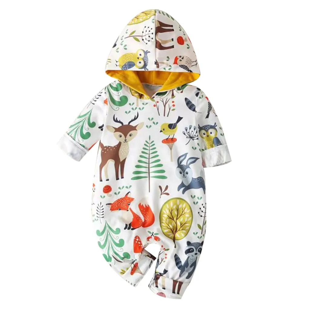 WH ARLONEET autumn baby rompers coats for infant clothes Cartoon hooded lovely jumpsuits for baby boys clothes 0-12 Months - Color: WH