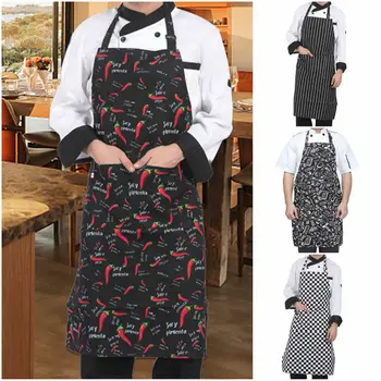 

Men Women Cooking Kitchen Restaurant Chef Adjustable Bib Apron Dress with Pocket