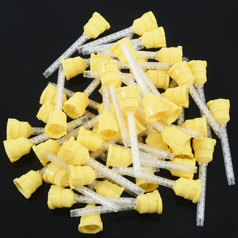 50x наконечник для зубных слепков временный 1: 1 силиконовая резина, 50X желтые наконечники