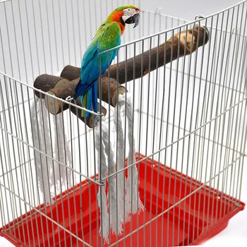 

New creative design bird parrot pet wooden belt cotton rope hanger rack toy log with leather perched bird cage high quality pet