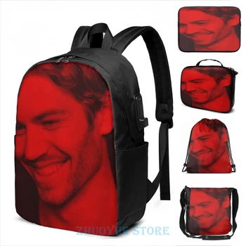 

Funny Graphic print Paul Walker - Celebrity USB Charge Backpack men School bags Women bag Travel laptop bag