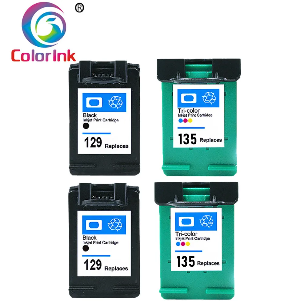 2PK BK 2PK Color ColoInk 129 135 чернильный картридж C9364H C8766H для hp 129 135 с чернилами hp Deskjet C4183 5943 6943 6983 D4163 2575 D5163 8053 чернила для принтера - Цвет: 2PK BK 2PK Color