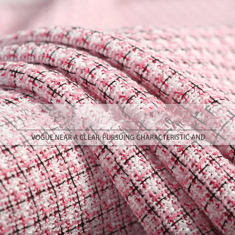 

140x100cm/piece New Autumn Spring New Show-style Fragrance Fabric Pink Girl Tweed Soft Fragrance Suit Fabric