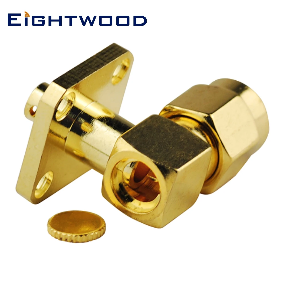 Eightwood 5 шт. SMA штекер 4 отверстия Панель Крепление под прямым углом RF коаксиальный разъем адаптер для полужесткого. 08" RG405 кабель
