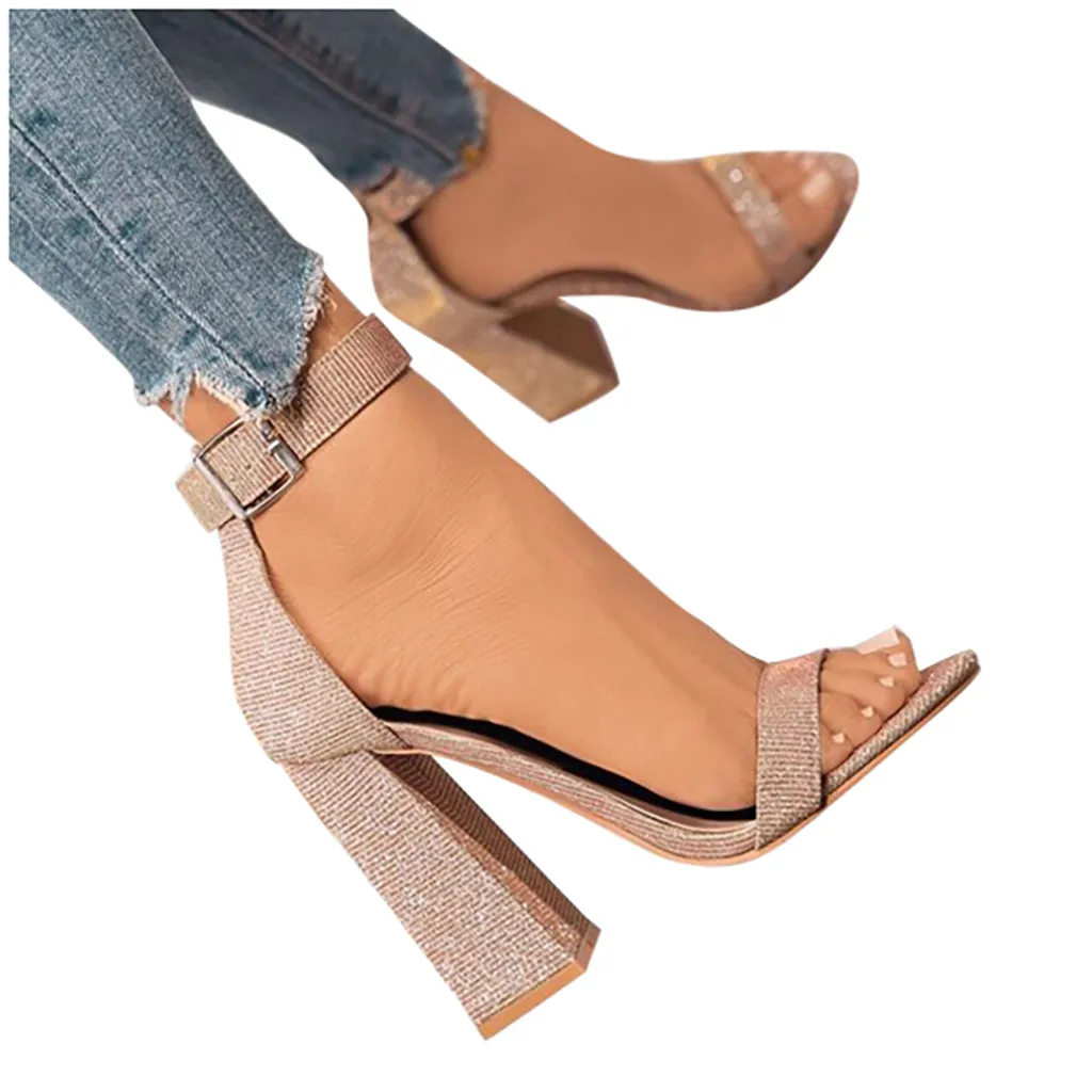

Summer Shoes Slotted Heel Heels Open Toe sandals Ladies Plus Size Pumps Shoes new women sandalias femininas Fashion single shoes