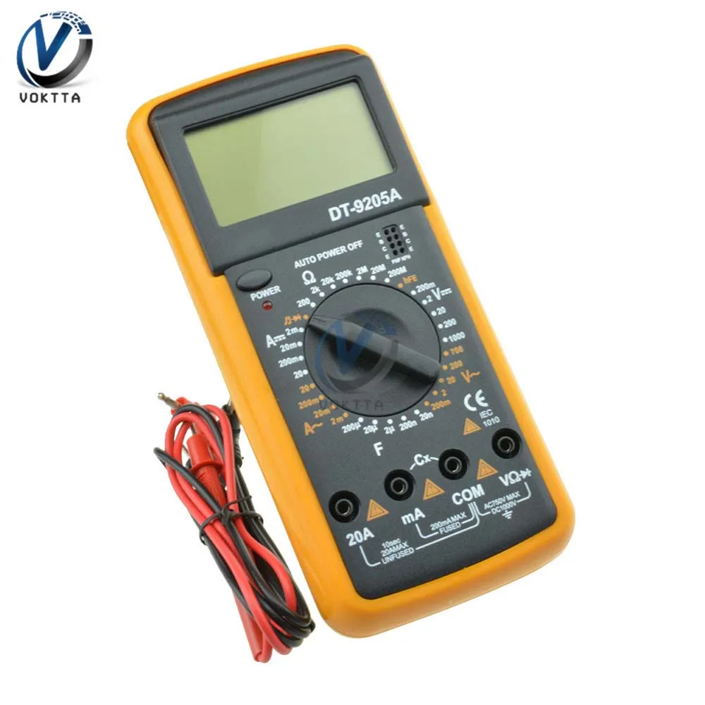 

DT9205A Multimeter LCD Digital Display Electric Handheld Tester Meter Volt Amp Ohm Tester Meter Voltmeter Ammeter Multimetro