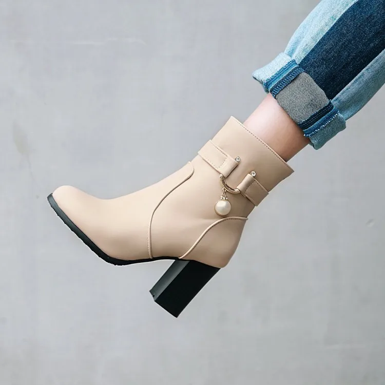 

Big Size 9 10 11-17 boots women shoes ankle boots for women ladies boots shoes woman winter Solid color round head side zipper