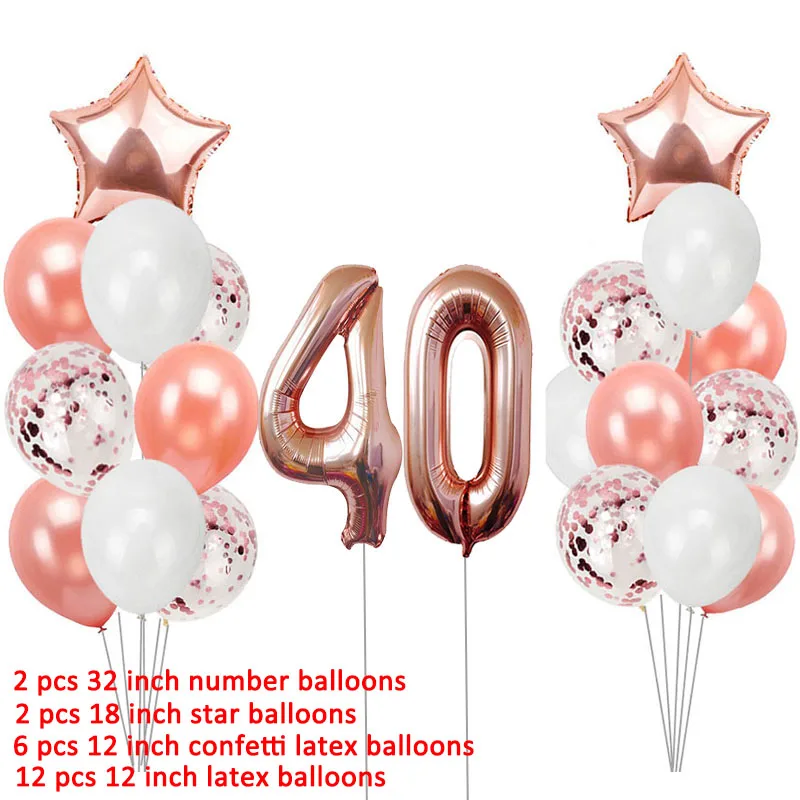 Palloncini in lattice coriandoli numero festa di compleanno 40 anni per  adulti 40 ° compleanno decorazione festa uomo donna anniversario forniture  - AliExpress