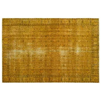 

Handmade Yellow Vintage Overdyed Turkish Area Rug 207x303 Cm-6'9''X9'11''
