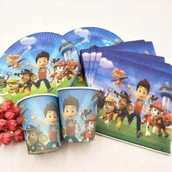 

40pc/set Paw Patrol Theme Party Supplies 10 Cup 10 Plate 20 Napkins Kids Birthday Party Supplies party Favors