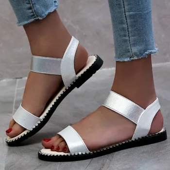 

Women Sandals Gladiator Flat Heel Open Toe Platform Elastic Band Peep Toe Casual Female Ladies Shoes Beach Zapatos De Mujer
