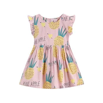 

Summer Girls Pineapple Pattern Dress Children's/Kids European and American Style Casual Lovely Breathable Cotton Princess Dress