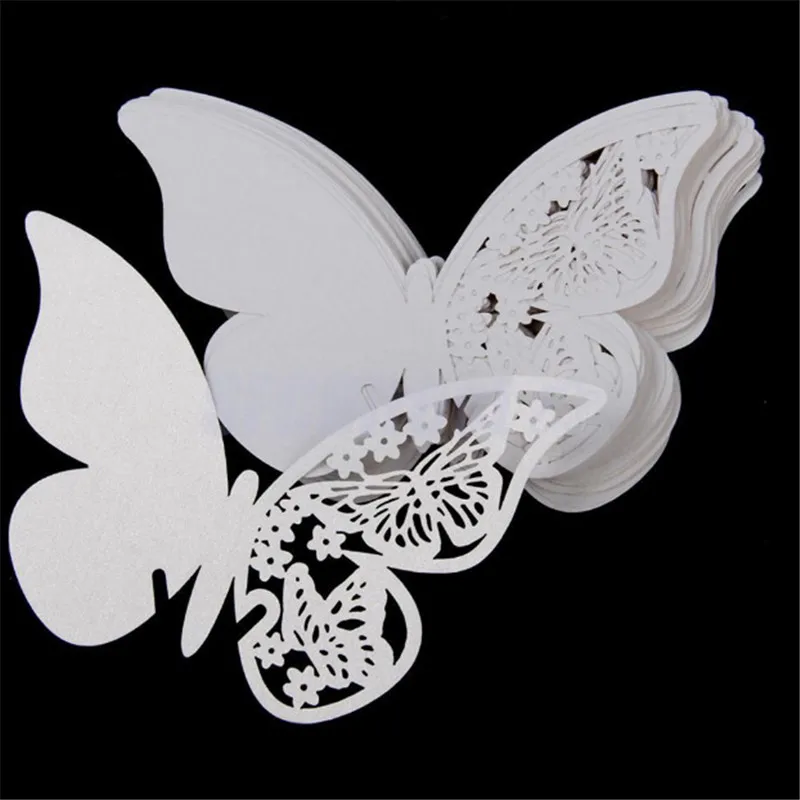 50pcs/set Wholesale Wedding Supplies Butterfly Name Place Card Holder Wedding Party Table Wine Glass Decoration Party Event