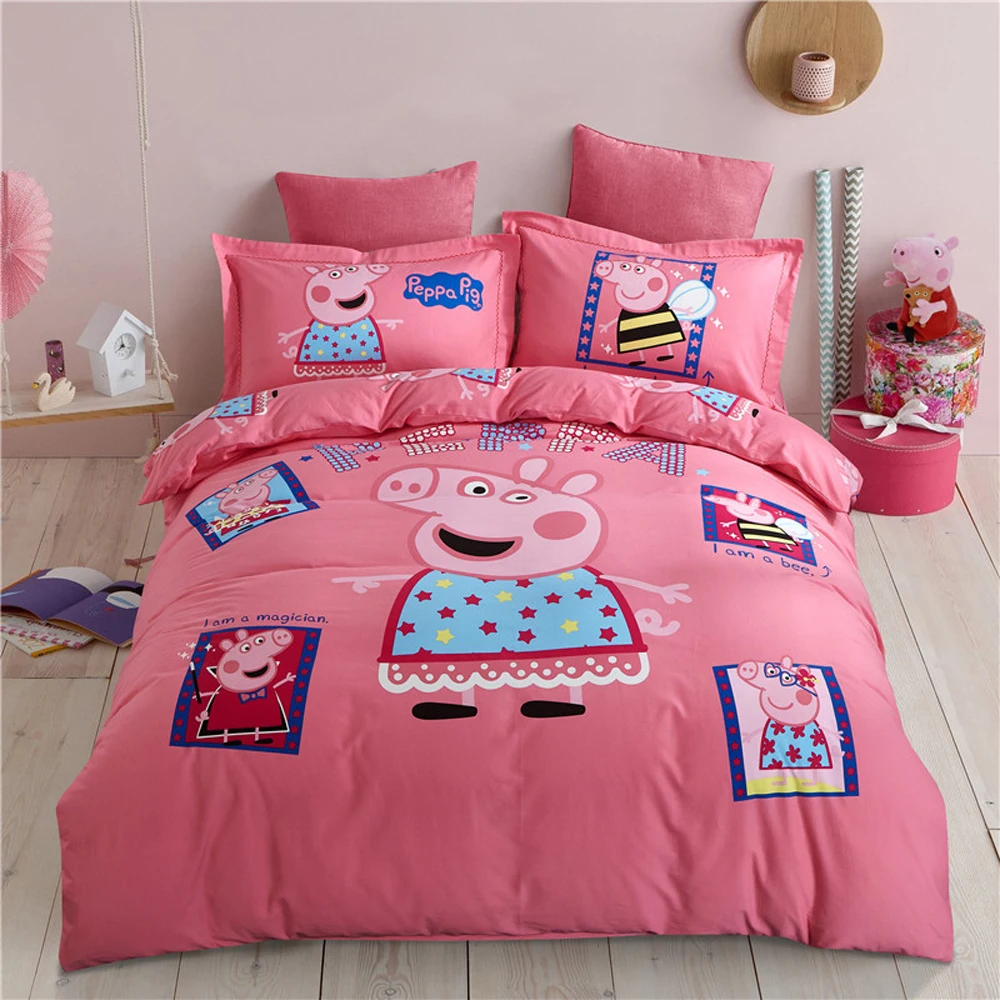 

Svetanya Cartoon Cotton Bedding Set Pig Page Printing flat sheet pillowcase Duvet Cover Linen sets