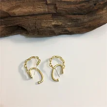 GHIDBK, уникальный дизайн, многослойные, полые, двойные, с, серьги-гвоздики, Минималистичная форма, цепочка, серьги, матовое золото, серьги, изящная серьга