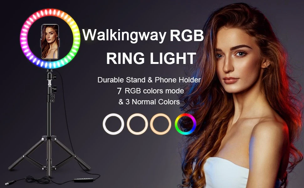iluminação regulável selfie rgb lâmpada com tripé