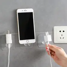 

Hole-free Non-marking Round Electrical Plug Hook Wall Hooks Transparent Paste-type Power Cord Socket Storage Organizer Hanger