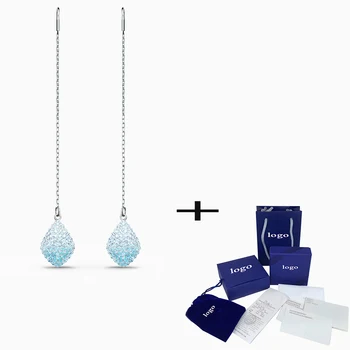 

SWA 2020 New High-quality Sea Blue Fun Pierced Earrings Give Girlfriend Exquisite Elegant Romantic Birthday Valentine's Day Gift