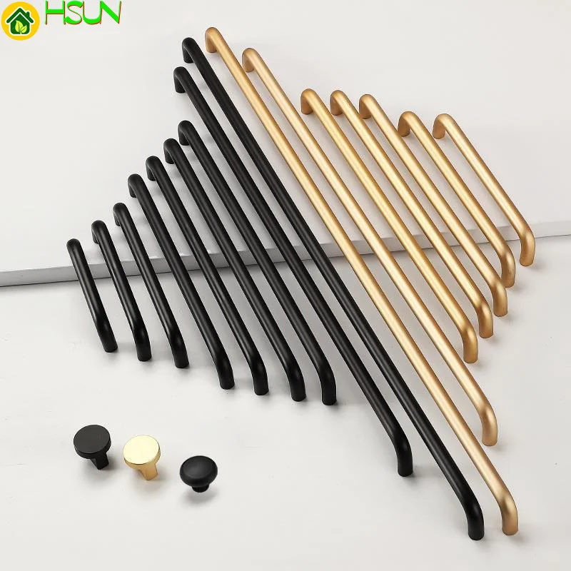 Black American aluminum alloy long handle Nordic wardrobe door