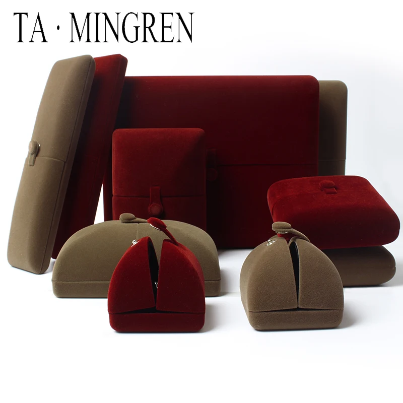 TA MINGREN New Product Luxury Wedding Velvet Insert Jewelry Ring Case Box Customer  Necklace Box ta mingren heart shaped led wedding ring box pendent box with display storage jewelry case velvet lining 6 colors available