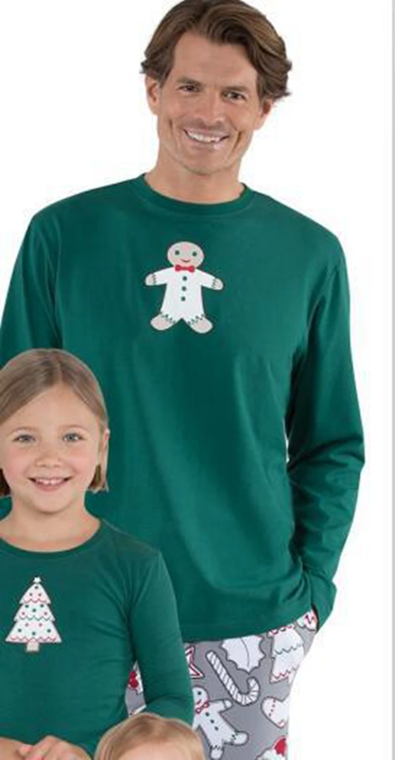 Man green set Рождественские пижамы для всей семьи; костюм для родителей и детей; домашняя одежда для сна; одинаковые пижамы для пар; Пижама; Navidad Familia; рождественские пижамы - Цвет: Man green set