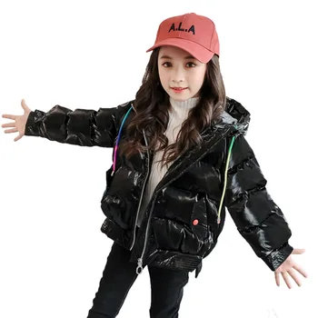 

Fashion Brand Girl Down Jacket Warm Baby Children Down Glossy Hooded Coat Kid Teenager Thickening Outerwear For Winter CA136