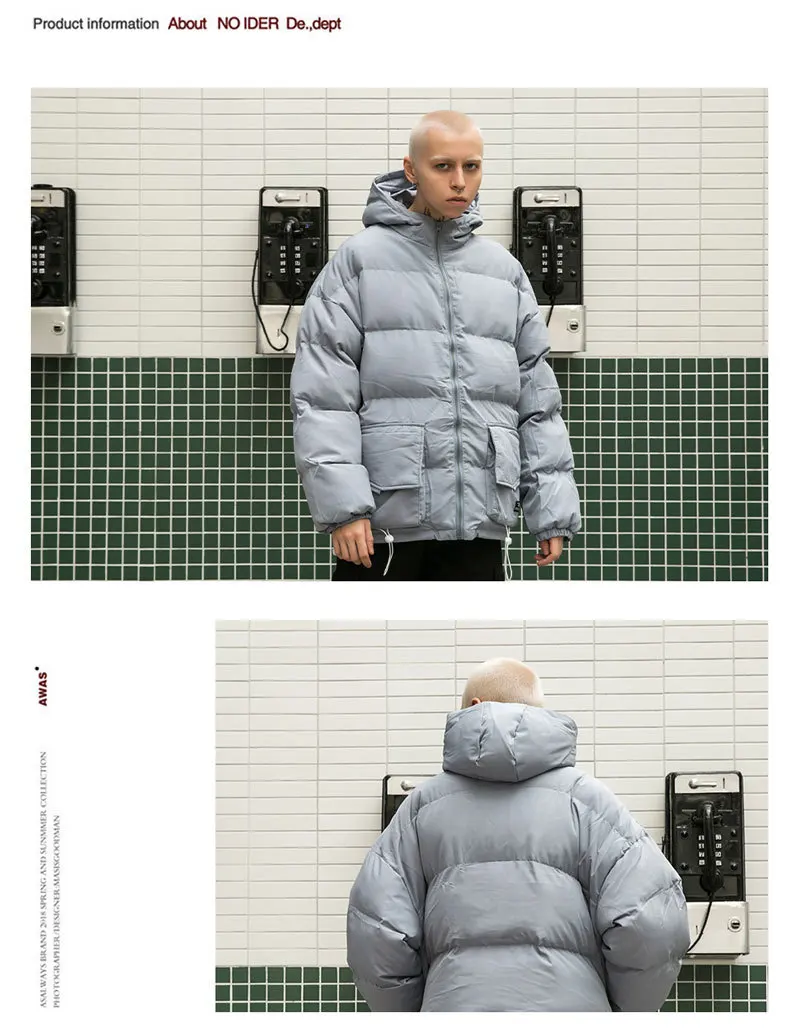 Dark Icon Big Pocket Men's Coat with Hoodie Thick Warm Outerwear Coats for Men Detachable Hat Jackets men puffy winter coat