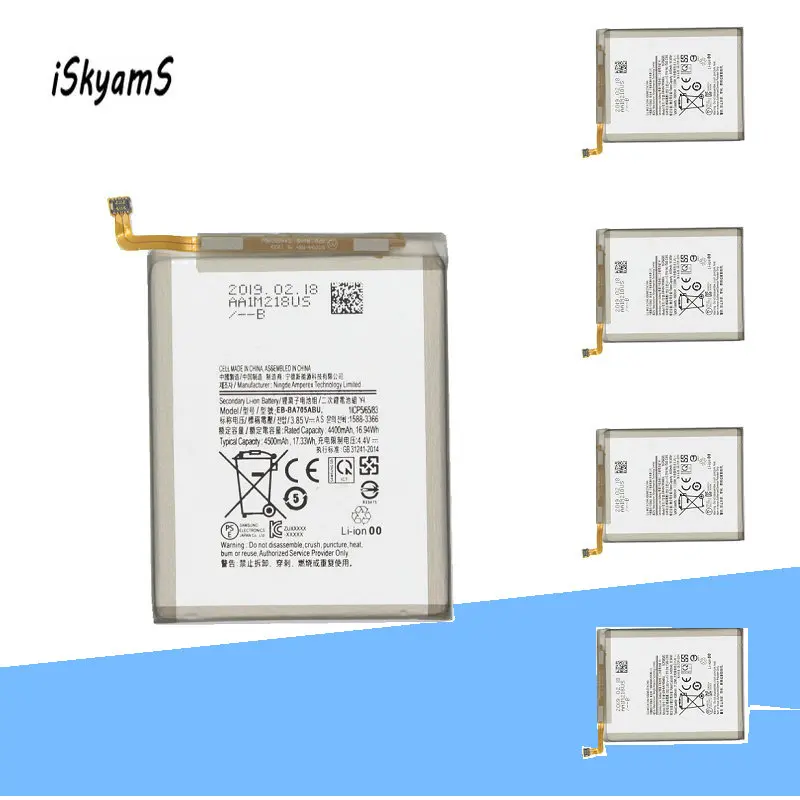 

iSkyamS 5pcs 4500mAh EB-BA705ABU Replacement Battery For Samsung Galaxy A70 A705 SM-A705 Authentic Phone Batteries