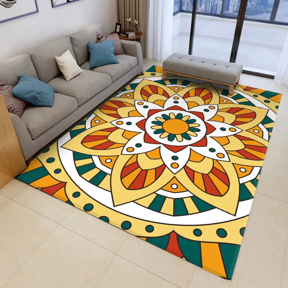 Promotion Retro Ethnic Style Printed Round Carpet Soft Carpets For Living Room Mandala Flower Anti-slip Rug Bedroom Mat | Дом и сад