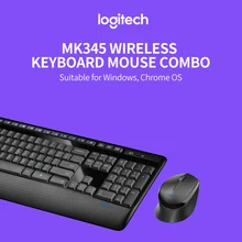 Logitech MK345 klavye fare kombo 2.4GHz kablosuz klavye fare seti tam boyutlu klavye ergonomik fare Combo PC Laptop için