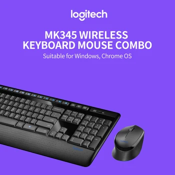 

Logitech MK345 Keyboard Mouse Combo 2.4GHz Wireless Keyboard Mouse Set Full-size Keyboard Ergonomic Mouse Combo for PC Laptop