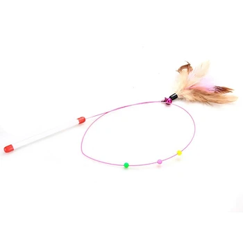 

Baton Stick Game Wand with Colored Feather Ball Bell Fun Toy for Cat Kitten Animals 15.5cm
