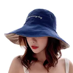 Prowow Женская пляжная Рыбацкая шляпа Солнцезащитная двухсторонняя Складная синяя кепка-козырек для отдыха шоппинг хлопковая кепка Gorros