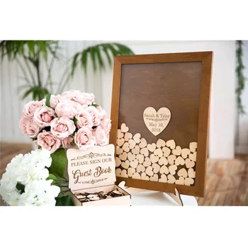 

Custom rustic Wedding Hearts Guestbook shadow box Frame wooden Alternative wishes drop top box hen party guest book Sign in book