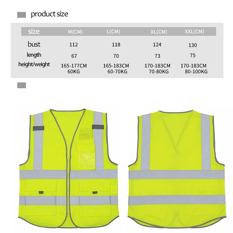 SFVest High Visibility Reflective Safety Vest Safety Clothing Work Reflective Vest Multi Pockets Workwear Waistcoat Men High Visibility Vest