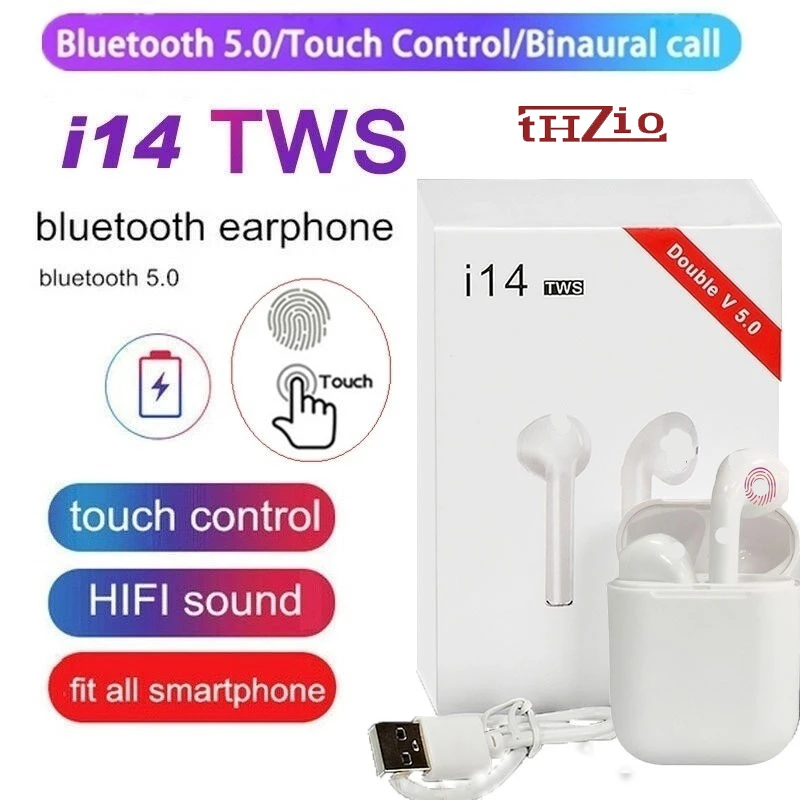 

i14 TWS Bluetooth 5.0 Earphone Waterproof Wireless headphones Smart Touch Control sport Earbuds call Siri earpieces pk i30 i12