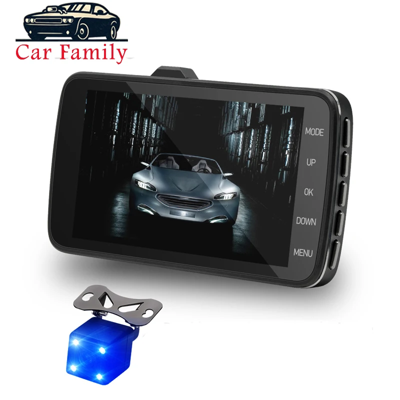 Double lens Автомобильный семейный Full HD 4,0 дюймов Автомобильный видеорегистратор Автомобильная камера видеорегистратор с двумя объективами 1080P видеорегистратор ночного видения Carcam рекордер Видео Регистратор - Название цвета: Double lens
