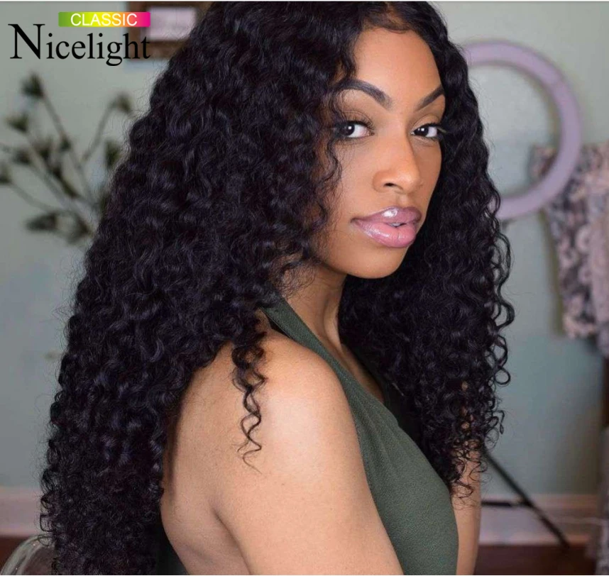 

Malaysian Kinky Curly Hair With Closure Nicelight Deep Curly Bundles Frontal With Bundles Human Hair Weave With Fronta l8-26Inch