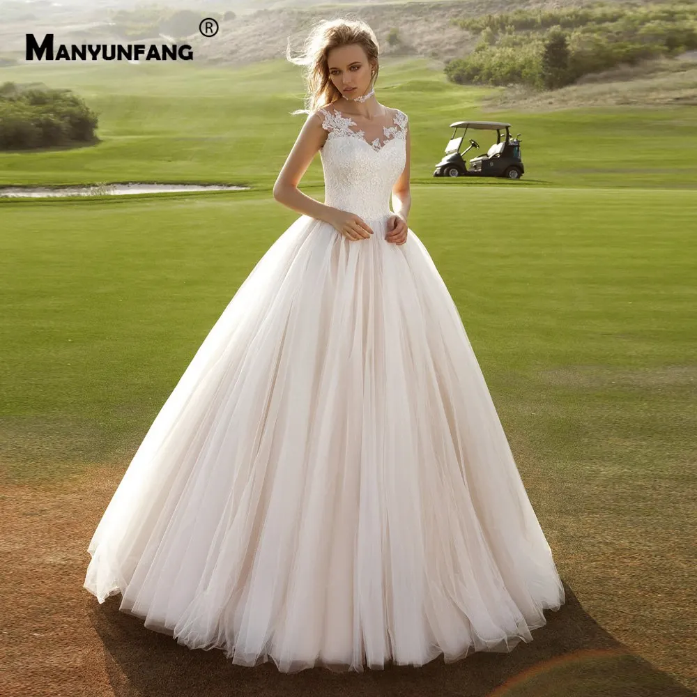 

MANYUNFANG vestidos de novia 2020 Top Lace Boho Bride Dress Sexy Lace Appliques Wedding Gown Custom Made Wedding Dress 2020