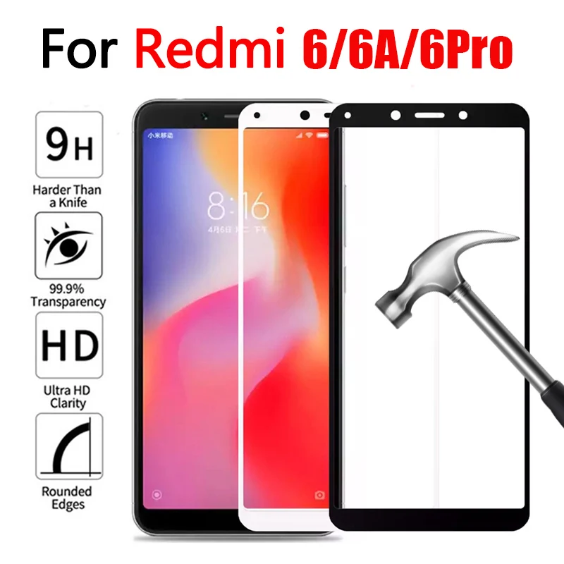 Полное покрытие закаленное стекло для Xiaomi Redmi 6 6A pro Защита экрана Pro 6pro redmi6 a