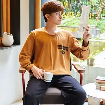 

Men Cotton Pajamas Sets Letter Striped Sleepwear Comfortable Pajama Sets Casual Sleep&Lounge Pyjamas Plus Size 3XL Pijama