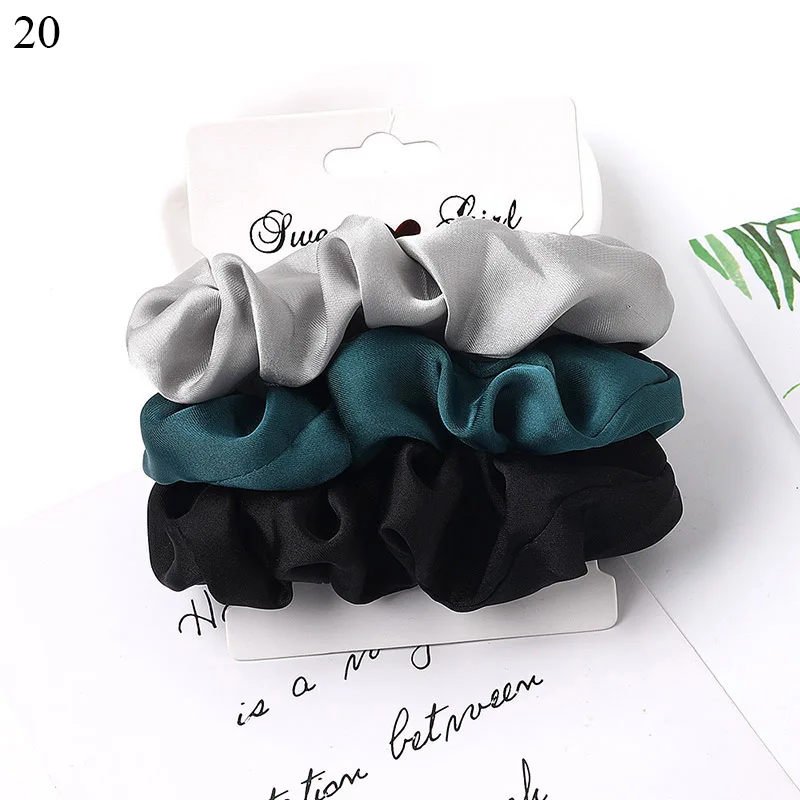 4pcs Pure Silk Skinnies Small Scrunchie Set Hair Bow Ties Ropes Bands Skinny Scrunchy Elastics Ponytail Holders for Women Girls black hair clips Hair Accessories