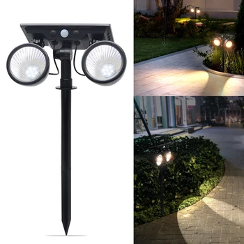 

14 LED Double Head Solar Lamp PIR Motion Sensor Wall Lamps Waterproof Solar Light Two-color LED Outdoor Garden Yard Light