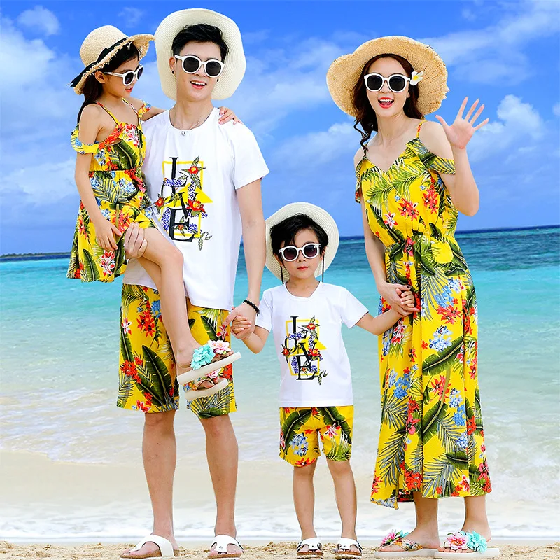 Vestidos de playa de estilo bohemio para madre e hija, trajes a juego para padre e ropa para Familia, atuendos para mamá, vestidos de bebé|Trajes iguales de familia| - AliExpress